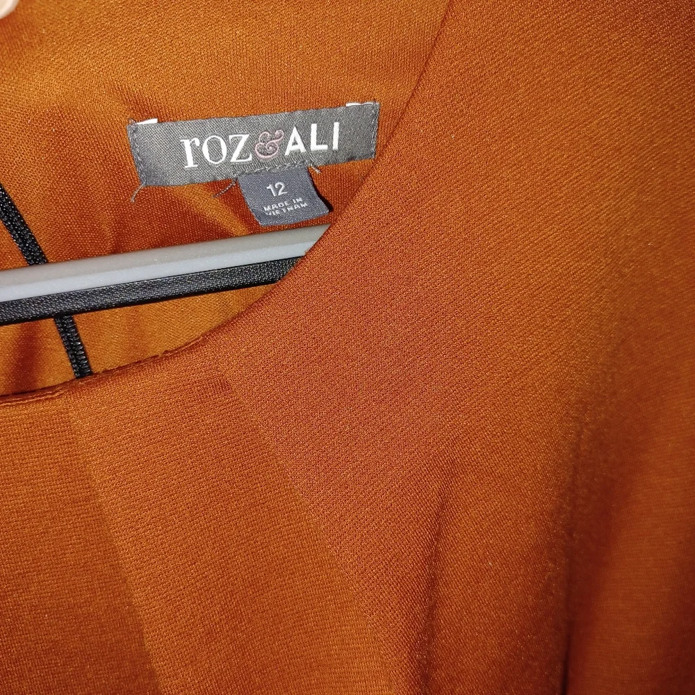 Roz & Ali Black and Orange Dress sz 12 - Picture 2 of 3
